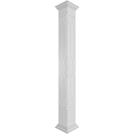 Ekena Millwork 8"W x 8'H Craftsman Classic Square Non-Tapered Riviera Fretwork Column w/ Crown Capital & Crown Base CC0808ENRIVCRCR
